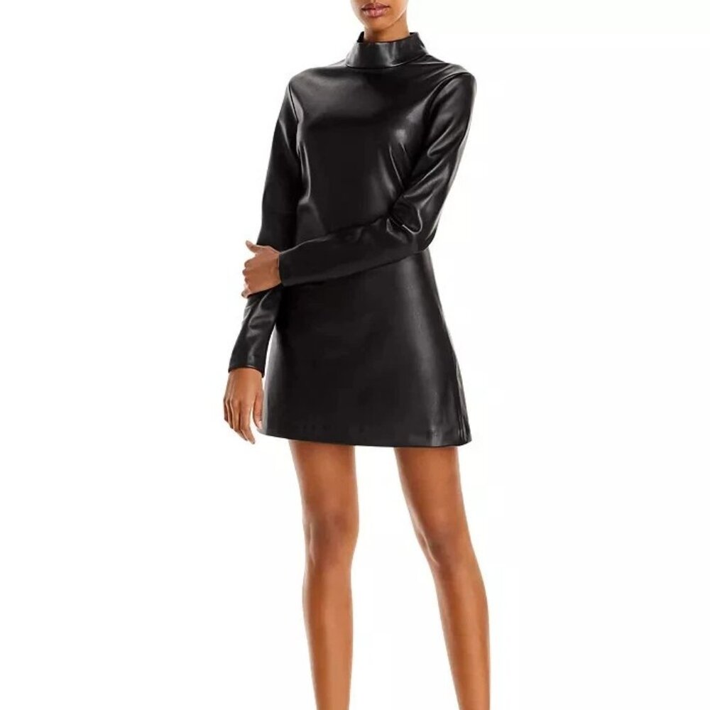 NWT BARDOT Harley Faux Leather Mock Neck Dress size M